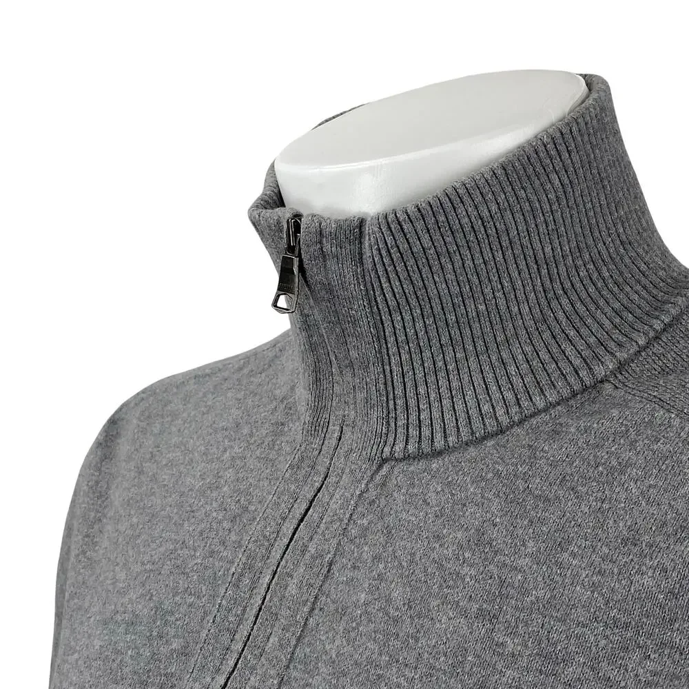 Banana Republic Men's Gray 100% Wool 1/4 Zip Knit Turtleneck Sweater Top Size L